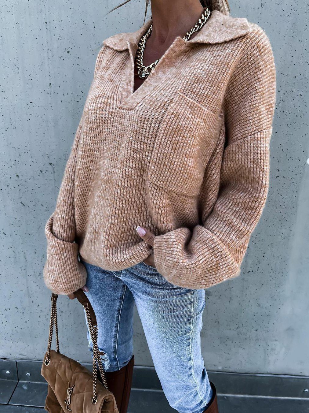 Madeline - Chique Herfst Oversized Pullover met Zakken voor Vrouwen