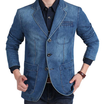 Brendan - Stijlvolle Herfst Klassieke Buttoned Denim Blazer Voor Mannen