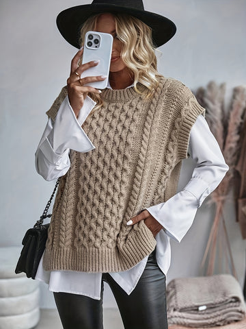 Lory - Stijlvolle Herfst Casual Kabel Gebreide Vest voor Vrouwen