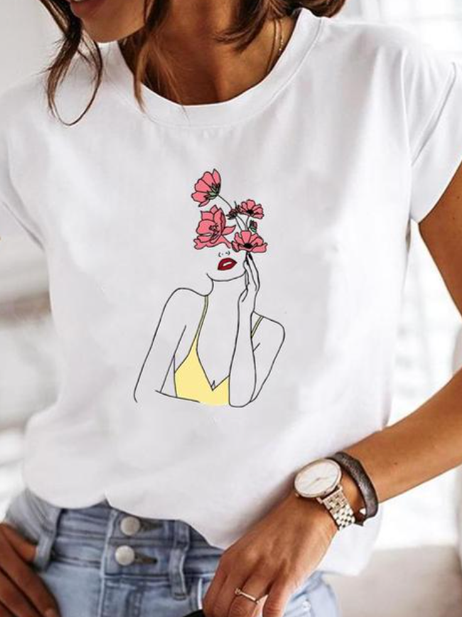 Lena - Stijlvol Wit Zomers T-Shirt voor Vrouwen