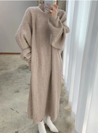 Eloise - Chique Herfst Gebreide Vintage Maxi Jurk met Lange Mouwen voor Vrouwen