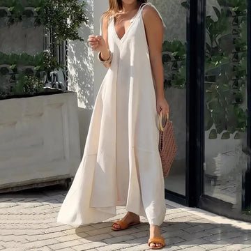 Samantha - Elegante en Comfortabele Witte Maxi Jurk voor Vrouwen