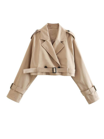 Callie - Stijlvolle en Comfortabele Cropped Beige Trenchcoat Voor Herfst Vrouwen