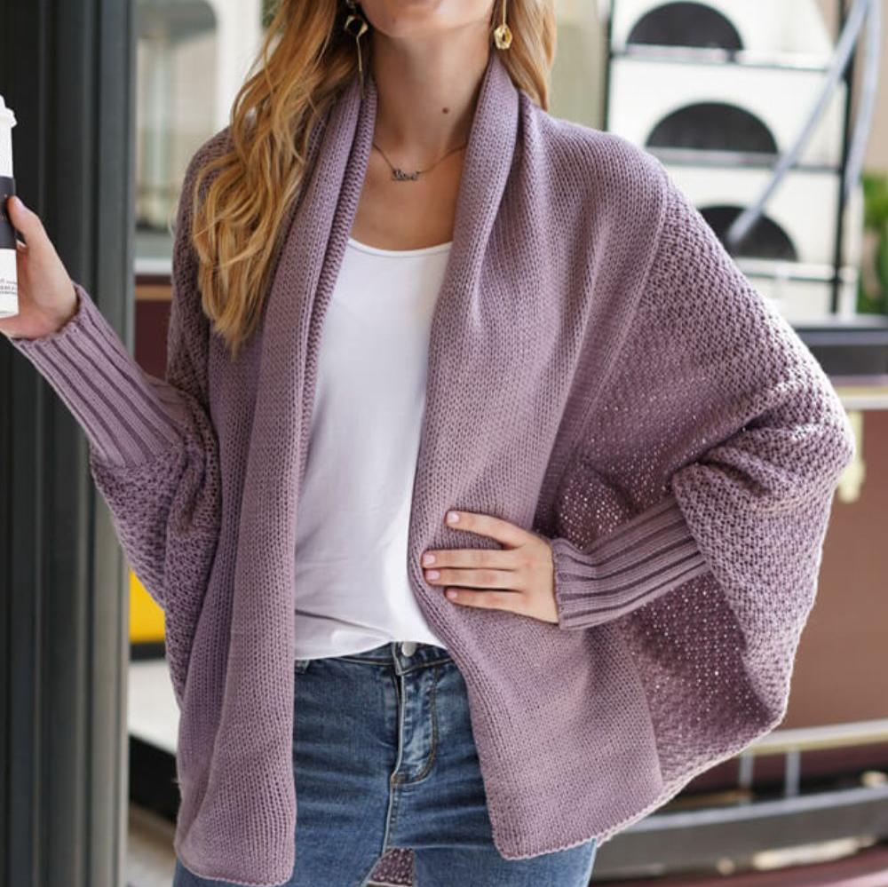 Adeline - Casual Herfst Lange Gebreide Cardigan met Dolman Mouwen voor Vrouwen