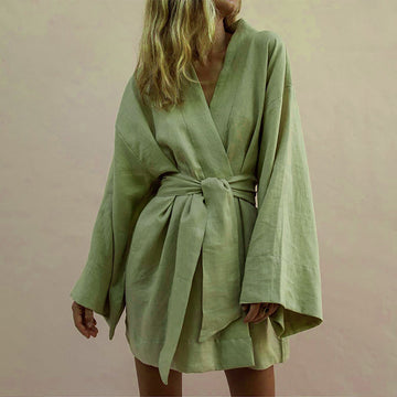 Grace - Elegante en Comfortabele Groene Kimono Jurk voor Vrouwen